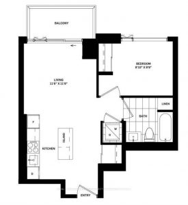 1-bedroom condo apartment for rent in Toronto — 1311 - 130 River Street