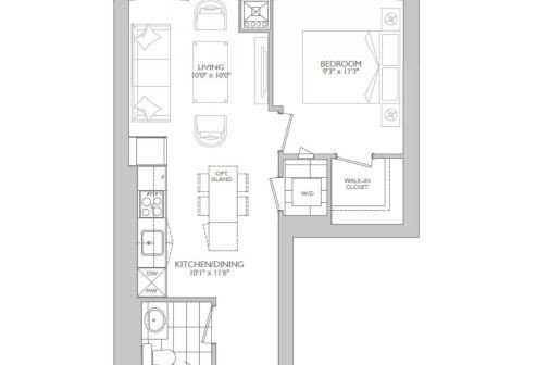 1-bedroom condo apartment for rent in Toronto — 3502 - 65 Broadway Avenue (Photo 1)